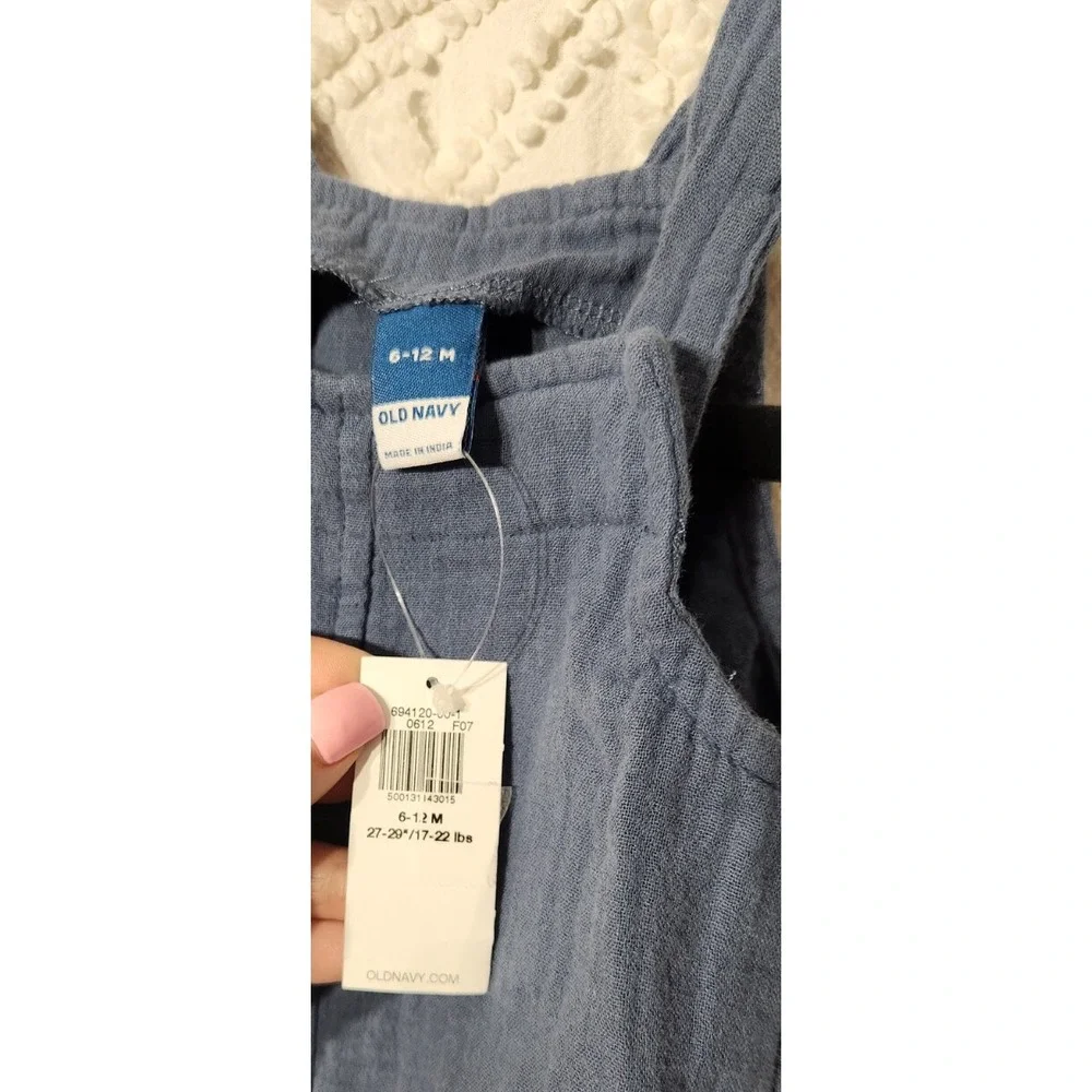 Old Navy Shortalls Baby 6-12 Months Blue Cotton Gauze‎ Neutral Lightweight